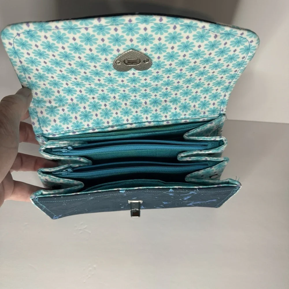 New Handmade quilted multifunction accordion wallet Soft shabby chic boho‎ heart